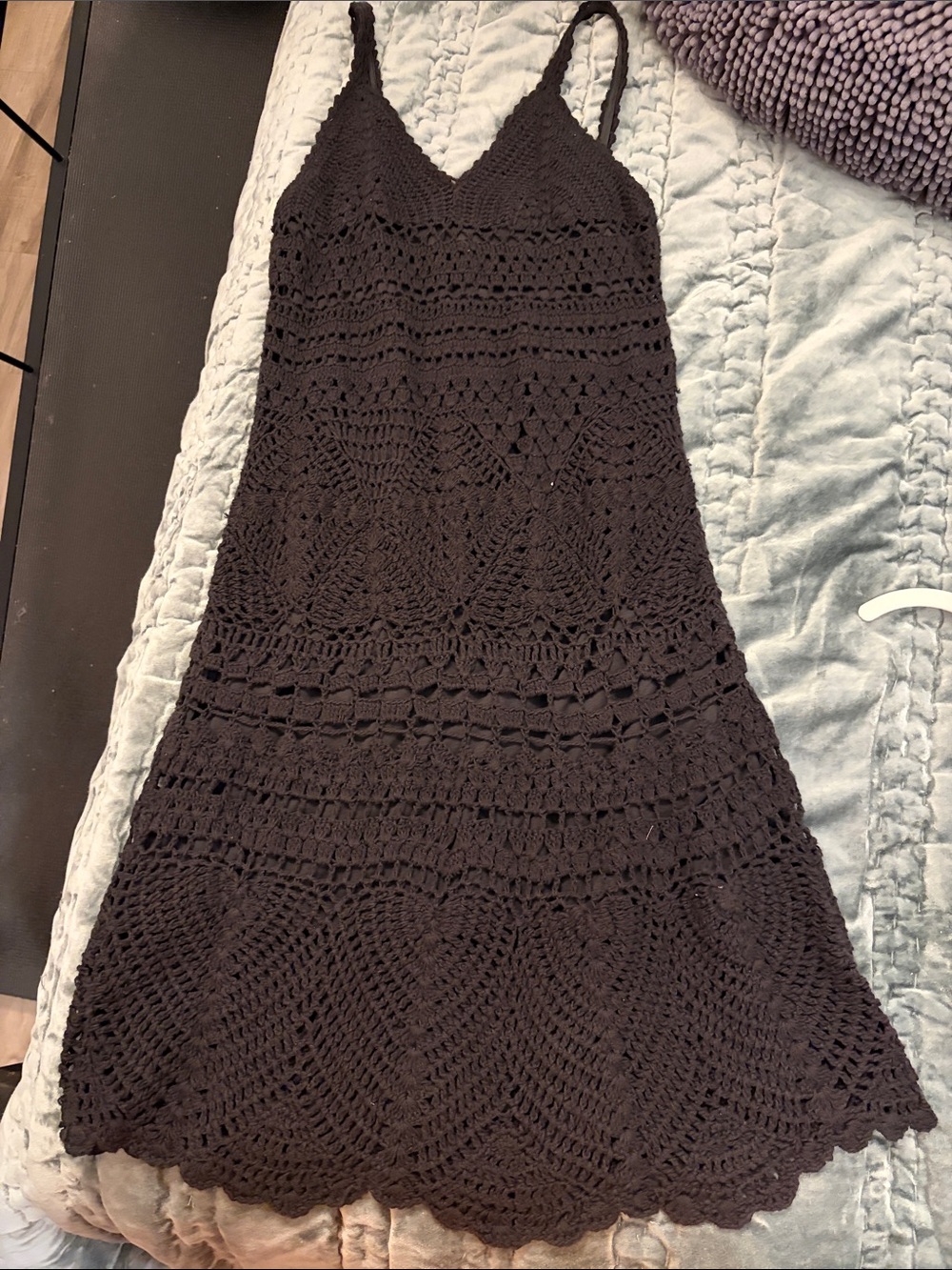 Lucky Brand , small, Crochet V-Neck Spaghetti Strap Dress - Black